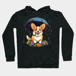 Corgi Rainy Day With Umbrella Hoodie